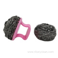 Stainless Steel Scourer with Plastic Handle